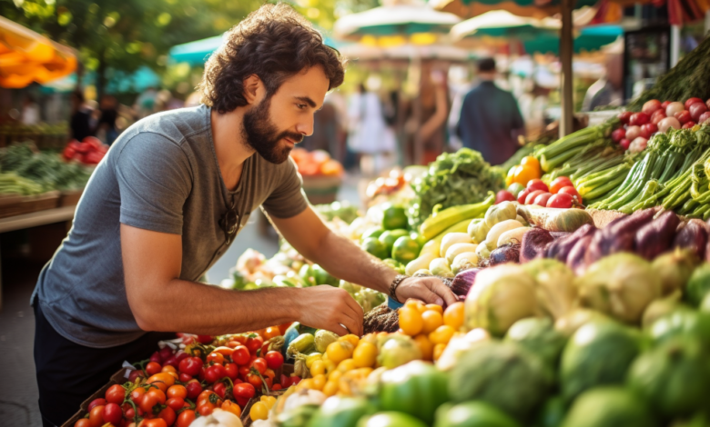 A health conscious individual selecting fresh fruits and veggies with best efforts to live a healthy lifestyle