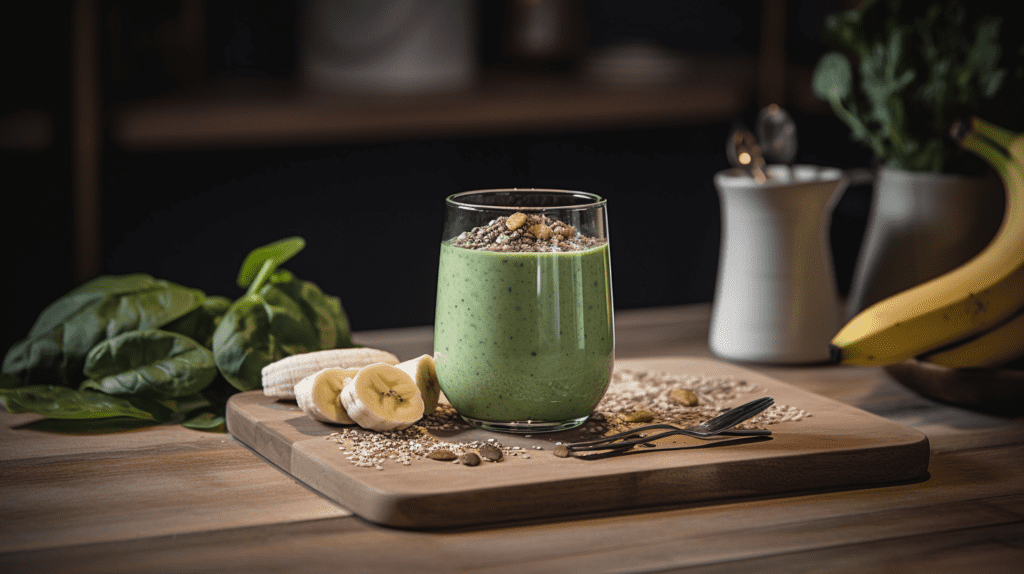 A_green_smoothie_with_low-fat_Greek_yogurt_spinach