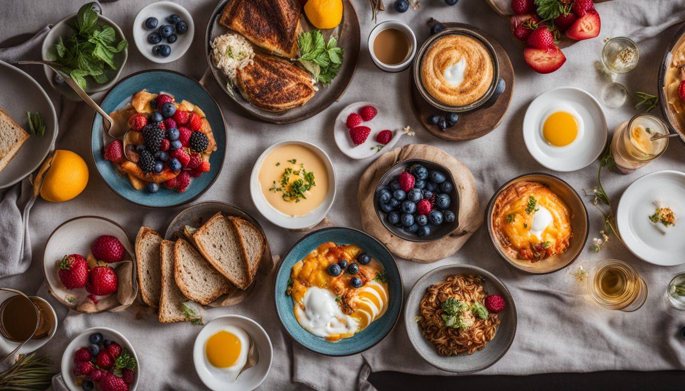 A large dining table covered with Bland Diet Breakfast Ideas