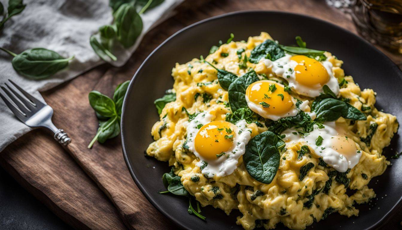 Scrambled Eggs with Spinach & Ricotta bland breakfast.
