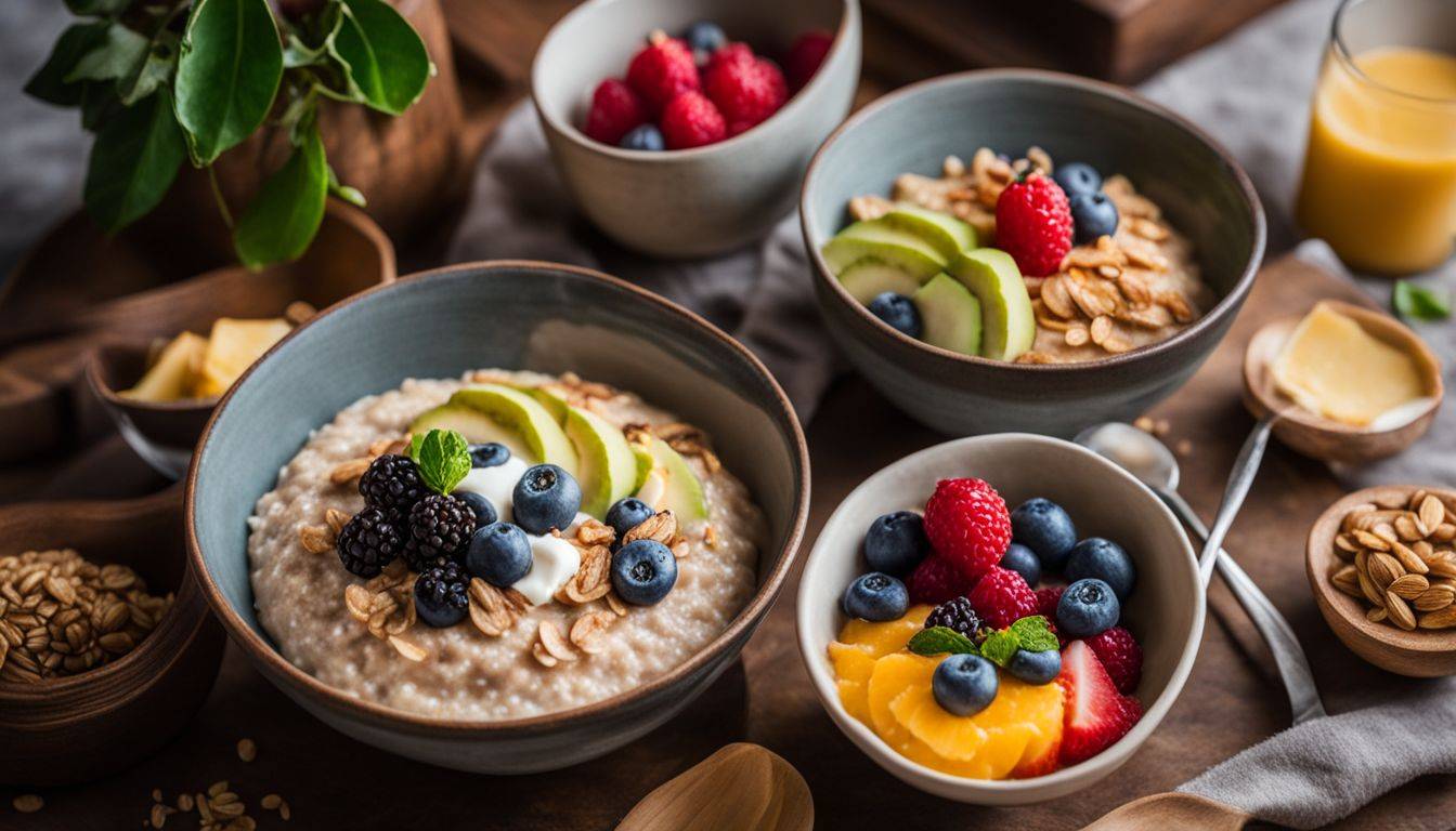 Many bowls with variations of Oatmeal for a Bland Diet