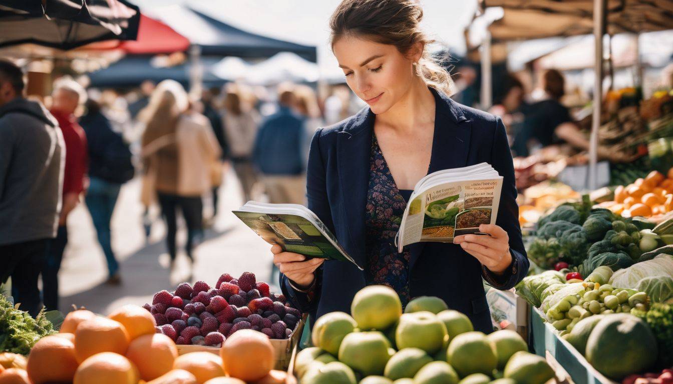 All Perfect Health: a person reading a nutrition book surrounded by fresh fruit