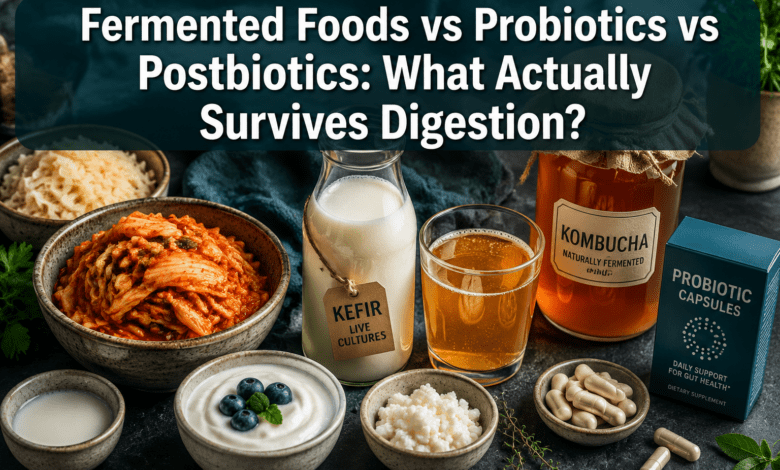 Fermented Foods vs Probiotics vs Postbiotics: What Actually Survives Digestion?