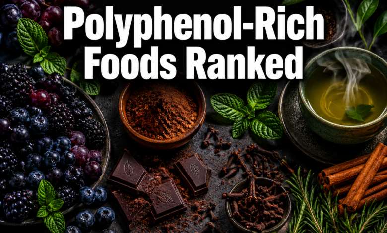 Polyphenol-Rich Foods Ranked: The Best Berries, Cacao, Coffee, Herbs, Spices, Green Tea, and Extracts