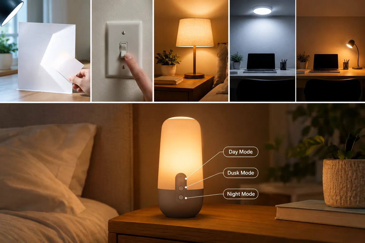 Warm evening table lamp for evening light hygiene